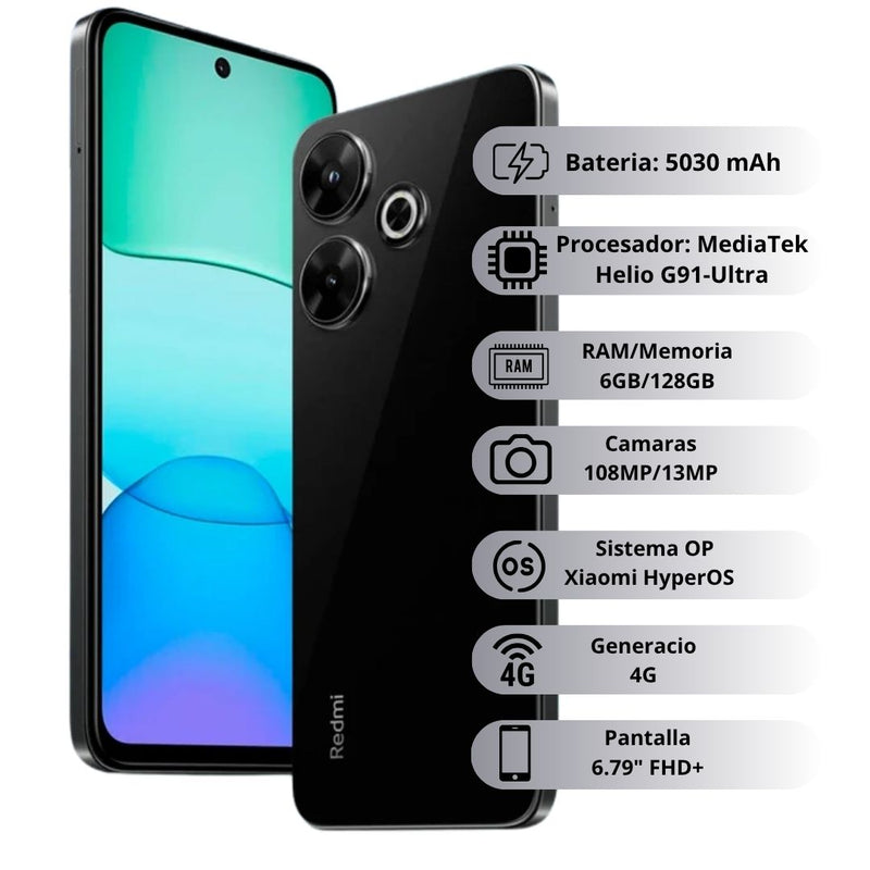 Celular Xiaomi Redmi 13 4G 128GB/6GB RAM - Negro