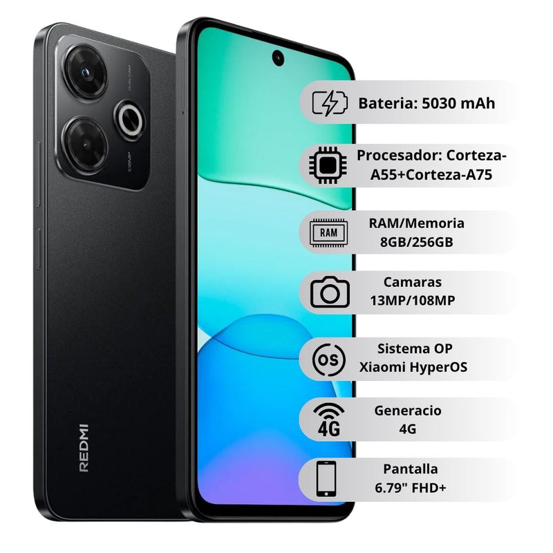 Celular Xiaomi Redmi 13X 4G 256GB/8GB RAM - Negro