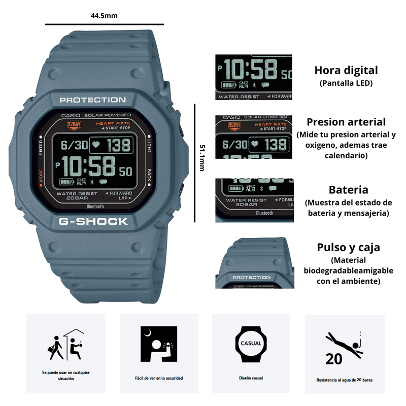 Reloj inteligente G-SHOCK Modelo DW-H5600-2D Deportivo