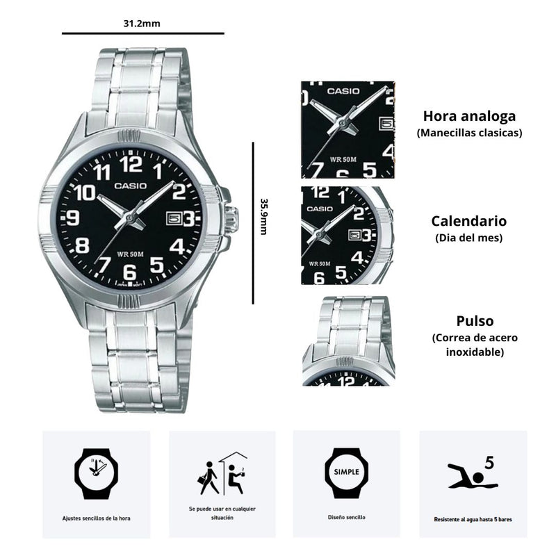 Reloj Casio Modelo LTP-1308D-1B Diseño Elegante