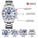 Reloj CURREN 8275 Elegante Hombre - Plateado/Azul
