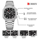 Reloj CURREN 8459 Elegante Hombre - Plateado/Negro