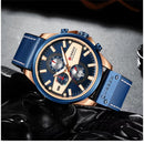 Reloj Curren 8394 Azul Dorado Diseño Elegante