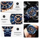 Reloj Curren 8359 Azul Dorado Diseño Elegante