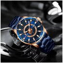 Reloj Curren 8359 Azul Dorado Diseño Elegante