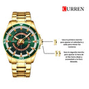 Reloj Curren 8359 Dorado Verde Diseño Elegante