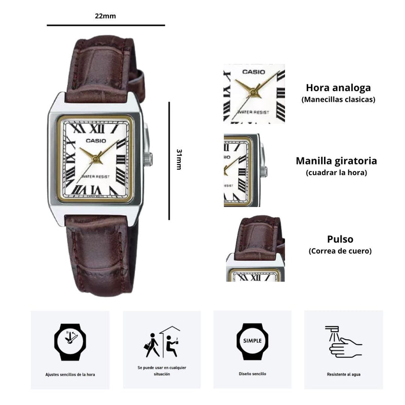 Reloj Casio Modelo LTP-V007L-7B2 Diseño Elegante