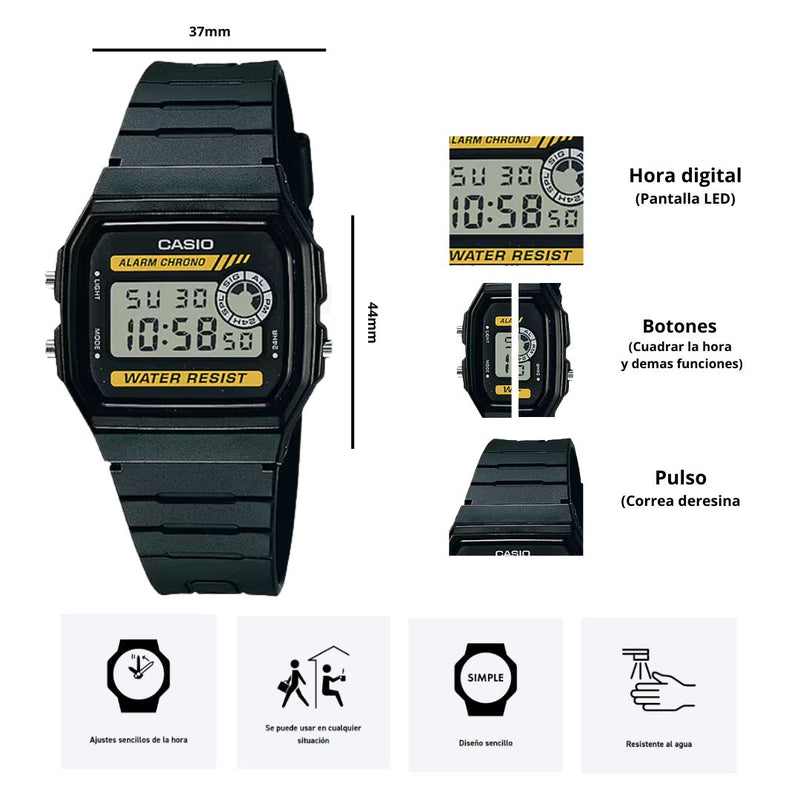 Reloj Casio Modelo F-94WA-9D Diseño Retro