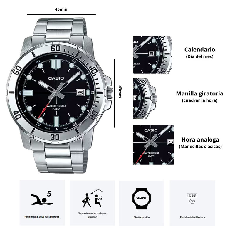 Reloj Casio Referencia MTP-VD01D-1E Diseño Elegante