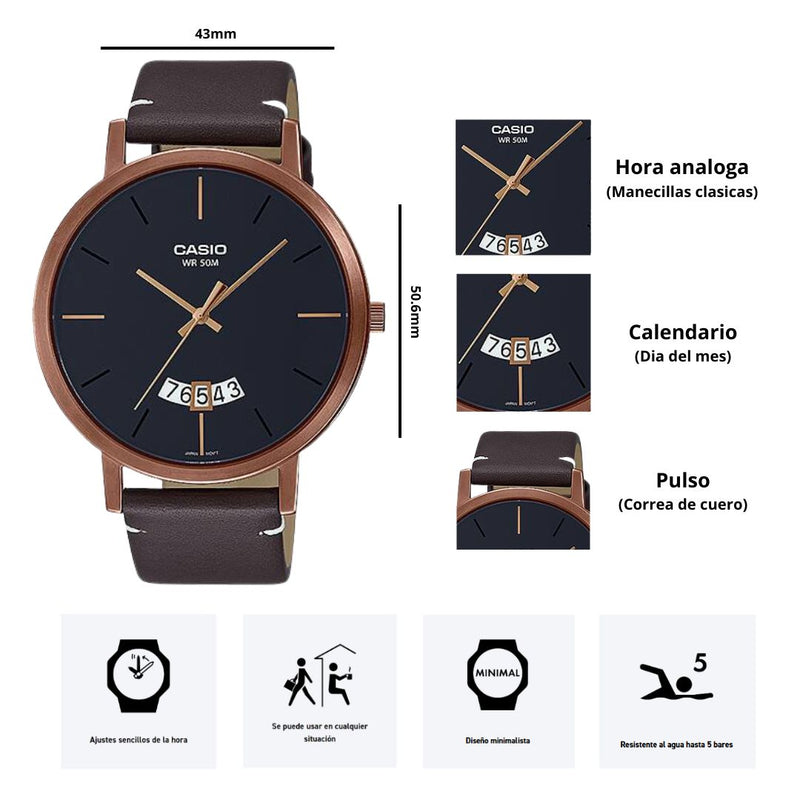 Reloj Casio Modelo MTP-B100RL-1E Diseño Elegante