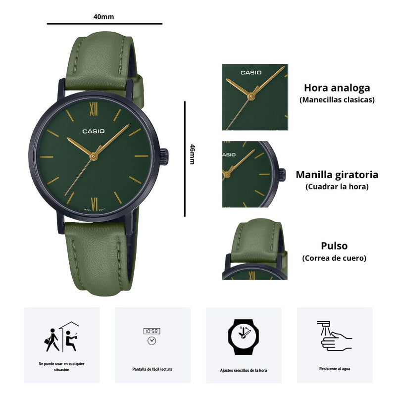Reloj Casio Modelo LTP-VT02BL-3A Diseño Casual