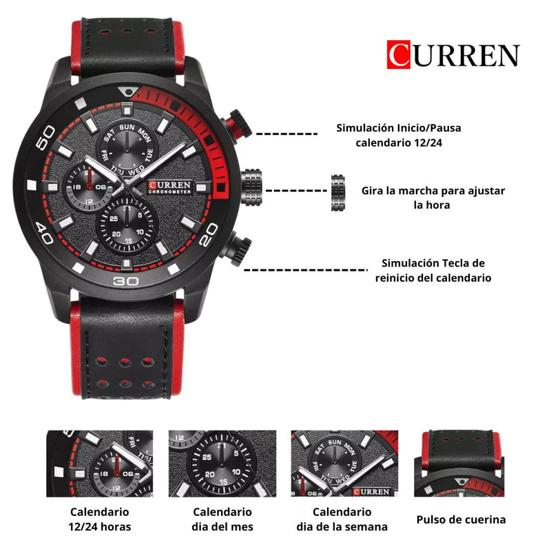 Reloj CURREN 8250 Elegante Para Hombre - Negro