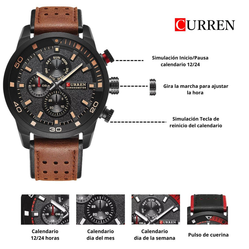 Reloj CURREN 8250 Elegante Para Hombre - Cafe