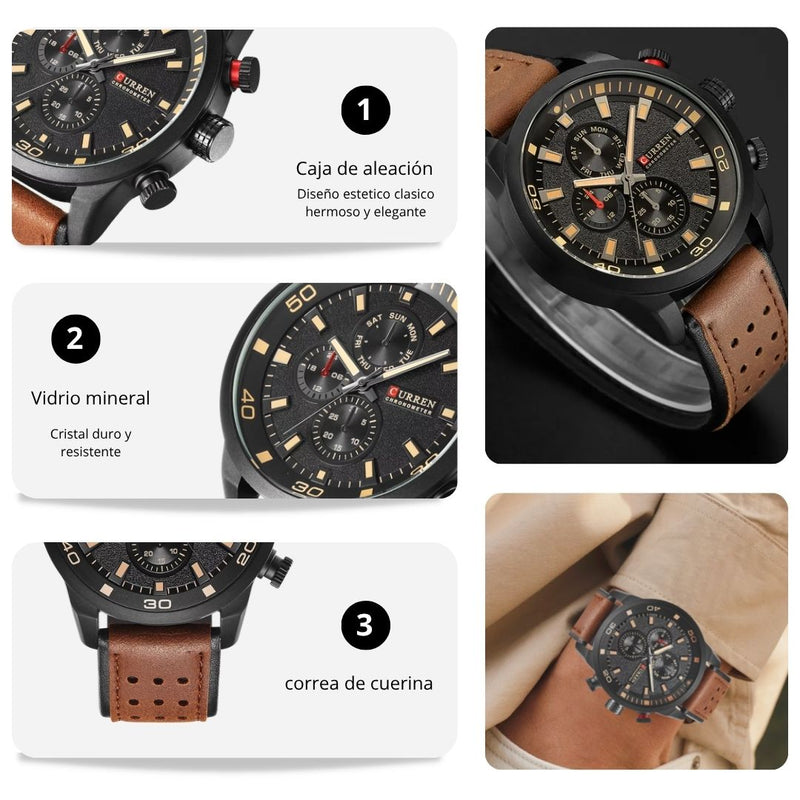 Reloj CURREN 8250 Elegante Para Hombre - Cafe