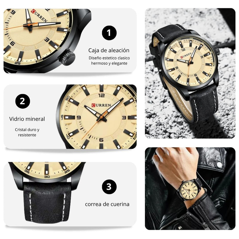 Reloj CURREN 8390 Elegante Para Hombre - Negro