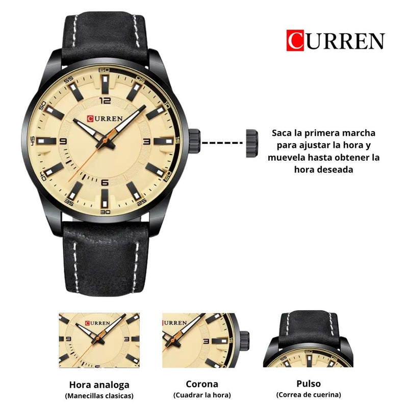 Reloj CURREN 8390 Elegante Para Hombre - Negro