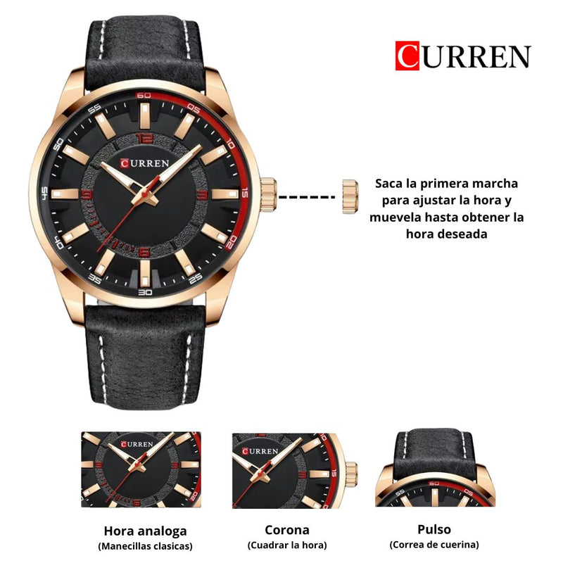 Reloj CURREN 8390 Elegante Para Hombre - Rojo