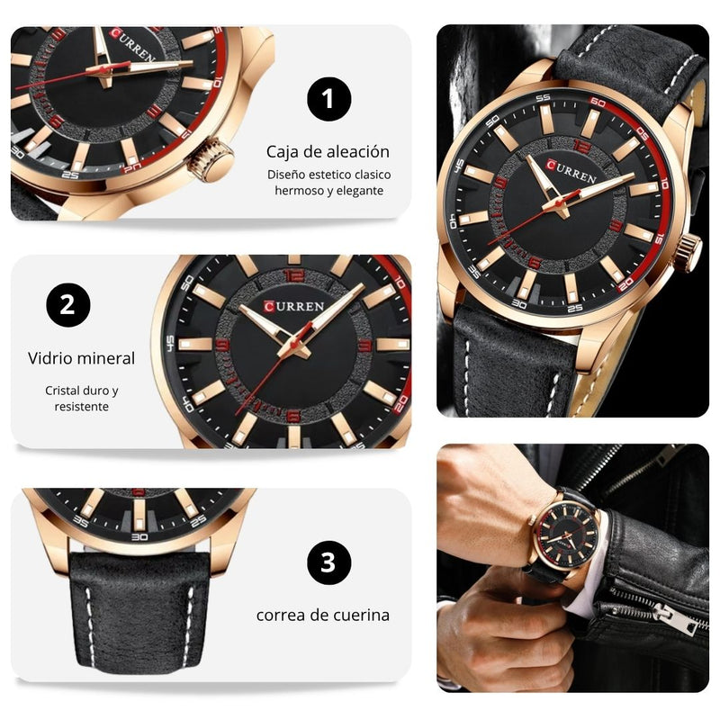 Reloj CURREN 8390 Elegante Para Hombre - Rojo
