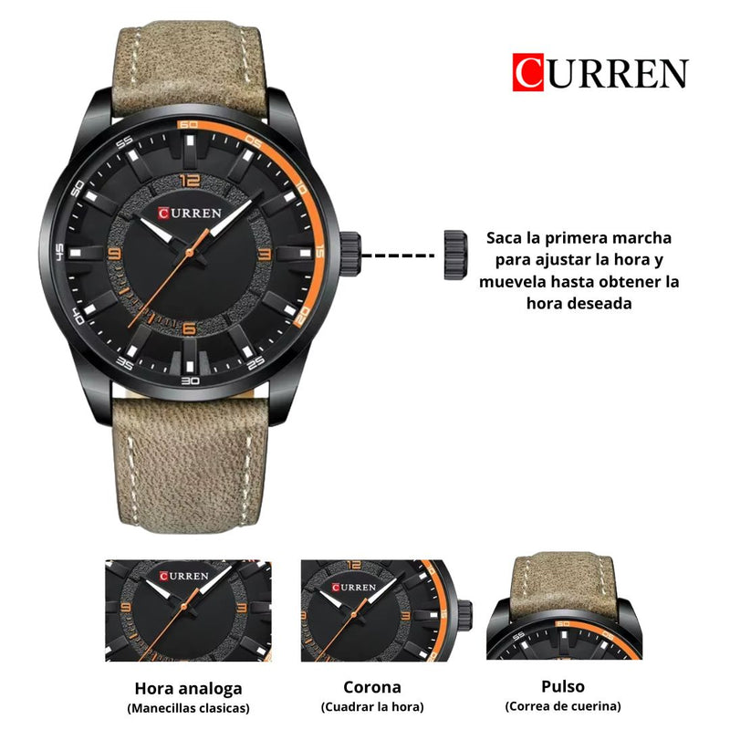 Reloj CURREN 8390 Elegante Para Hombre - Gris