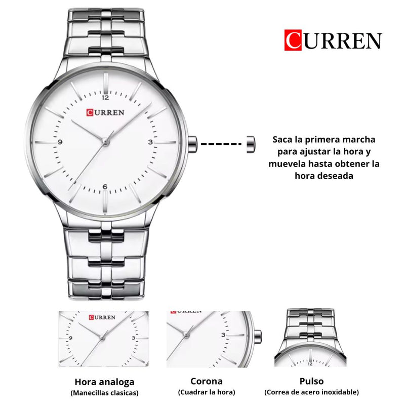Reloj CURREN 8321 Elegante Para Hombre - Plateado