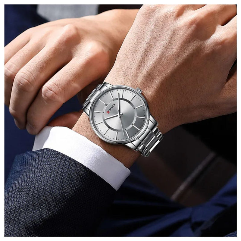 Reloj CURREN 8385 Elegante Para Hombre - Plateado