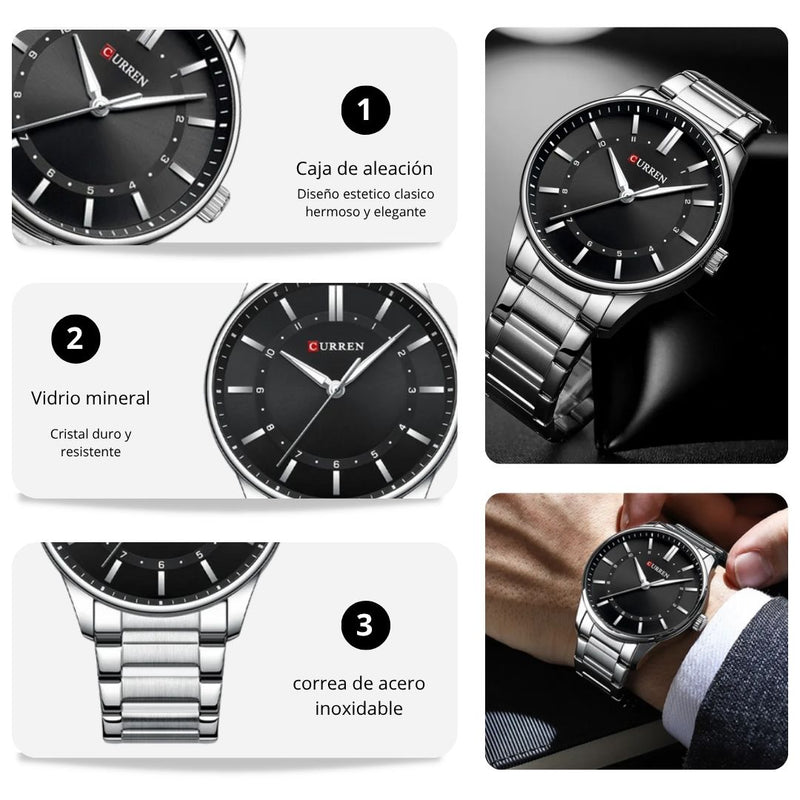 Reloj CURREN 8430 Elegante Para Hombre - Negro