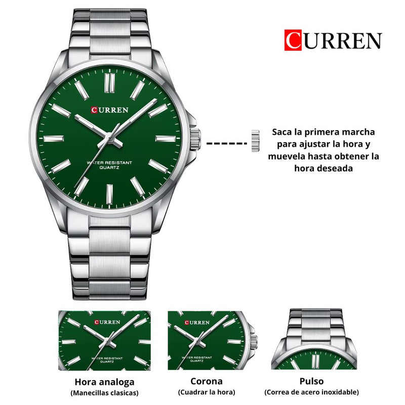 Reloj CURREN 9090 Elegante Para Hombre - Verde