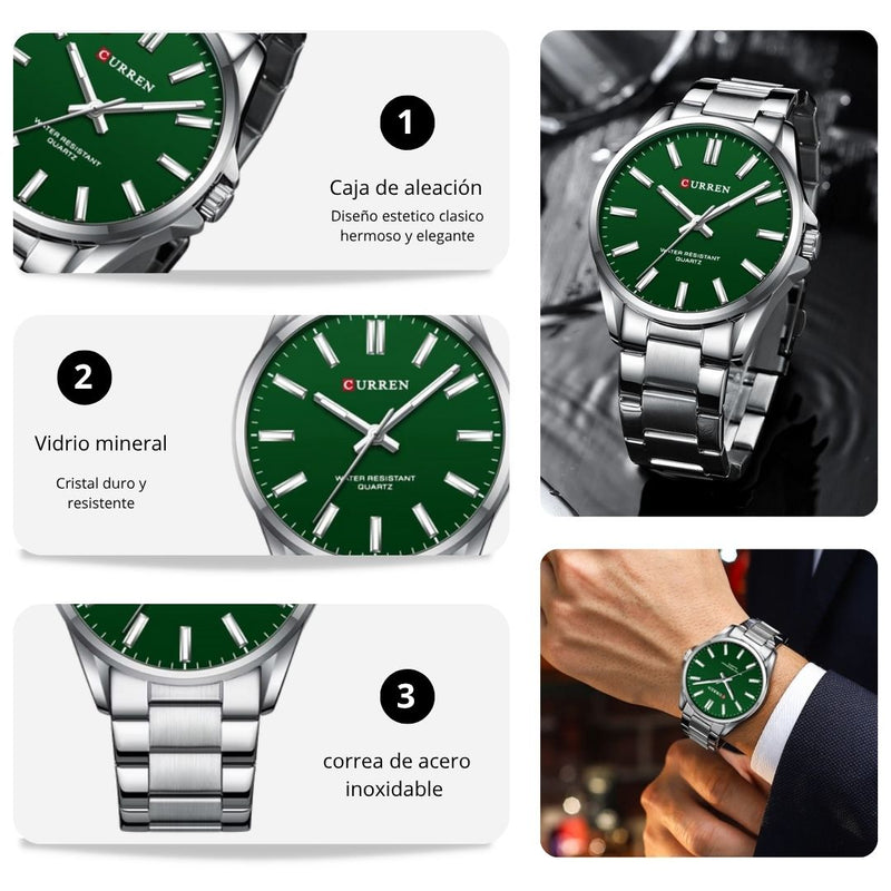 Reloj CURREN 9090 Elegante Para Hombre - Verde