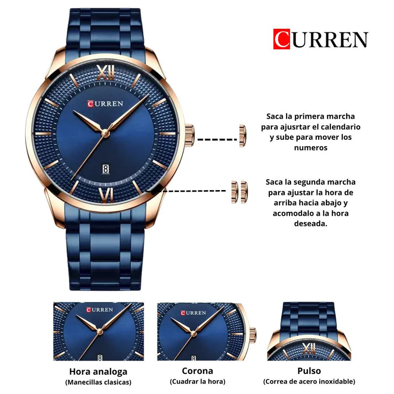 Reloj CURREN 8356 Elegante Para Hombre - Azul
