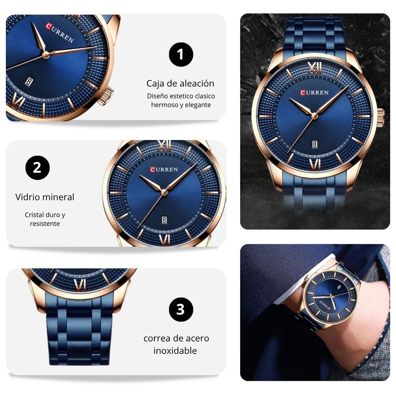 Reloj CURREN 8356 Elegante Para Hombre - Azul