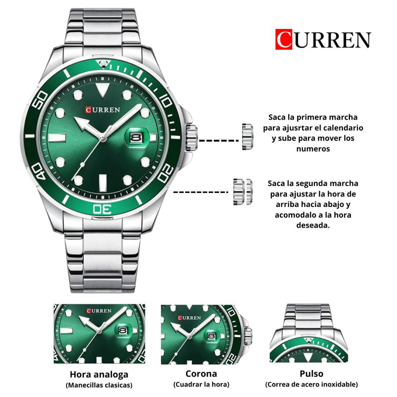 Reloj CURREN 8388 Elegante Para Hombre - Verde