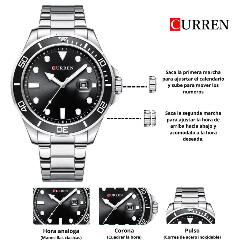 Reloj CURREN 8388 Elegante Para Hombre - Negro