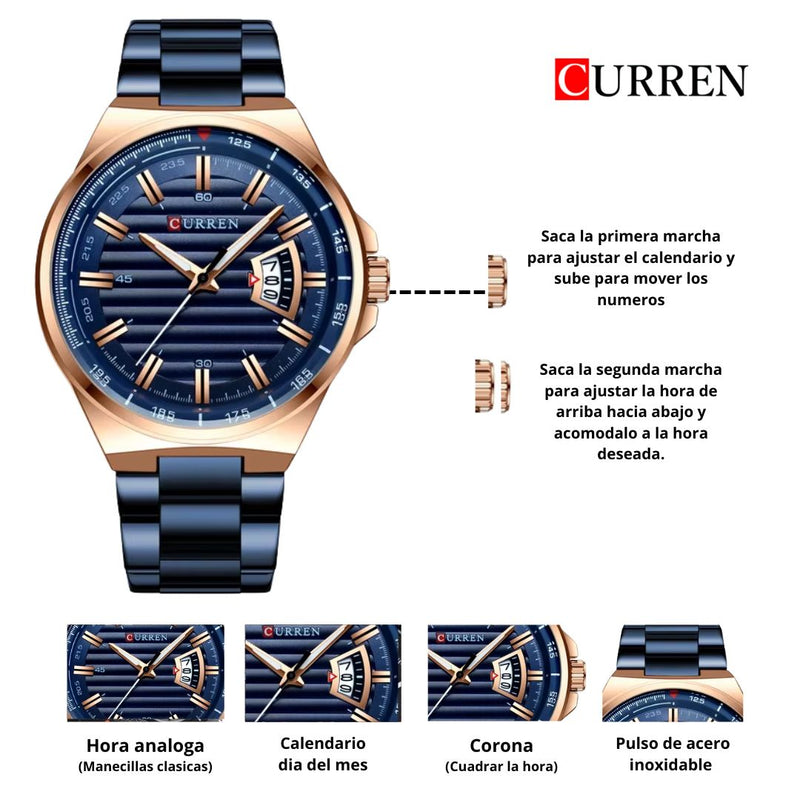 Reloj CURREN 8375 Elegante Para Hombre - Azul