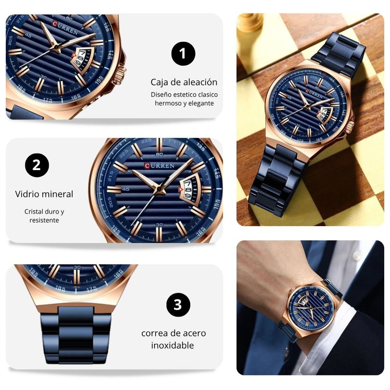 Reloj CURREN 8375 Elegante Para Hombre - Azul