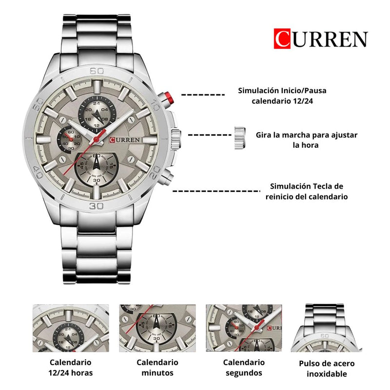 Reloj CURREN 8275 Elegante Para Hombre - Beige