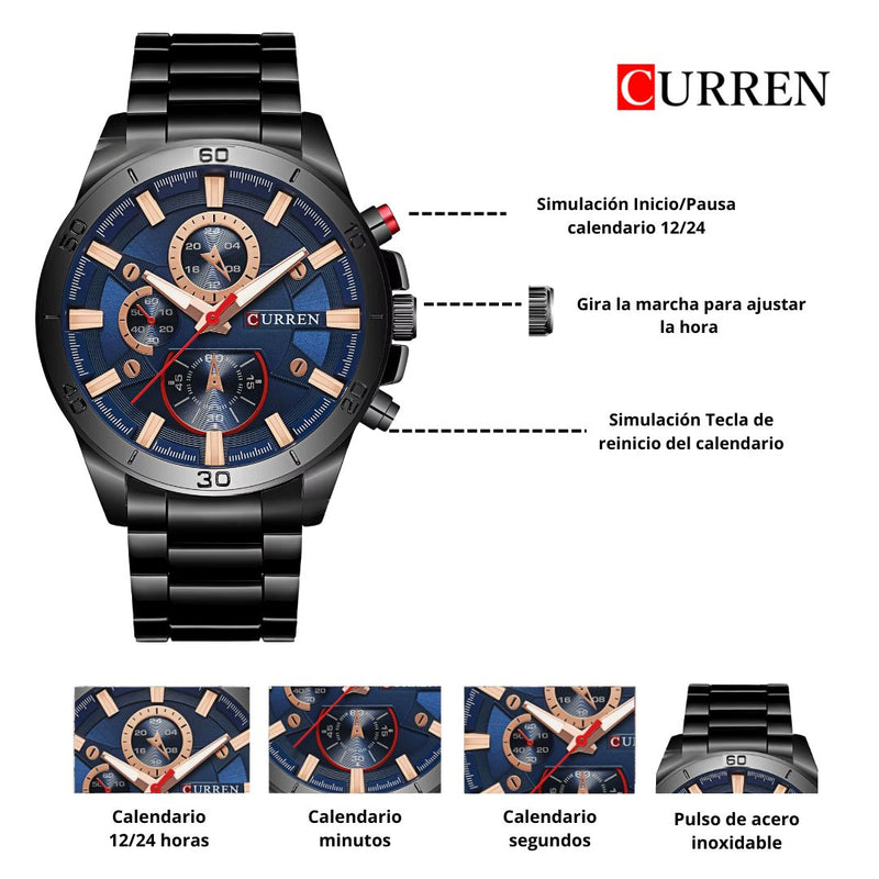 Reloj CURREN 8275 Elegante Para Hombre - Pavonado