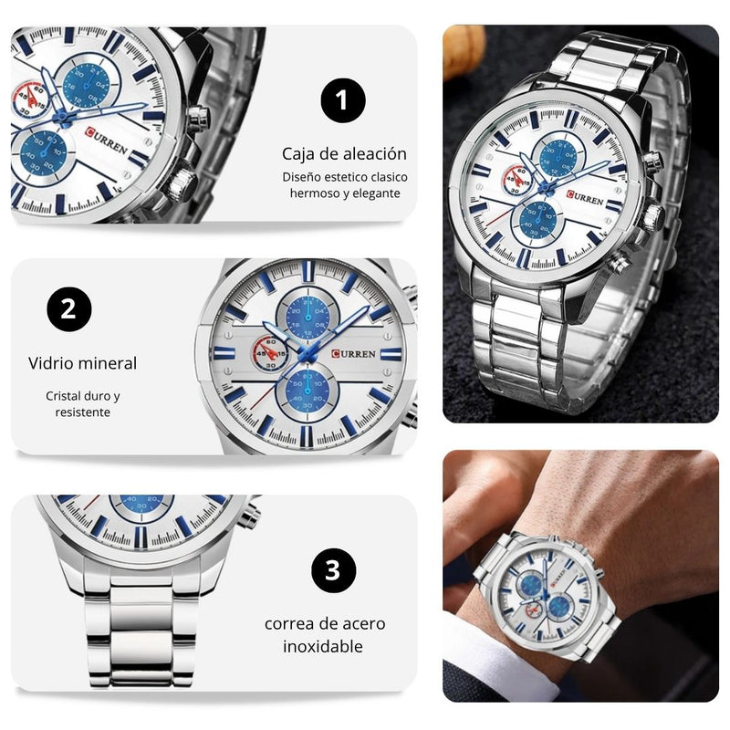Reloj CURREN 8274 Elegante Para Hombre - Plateado