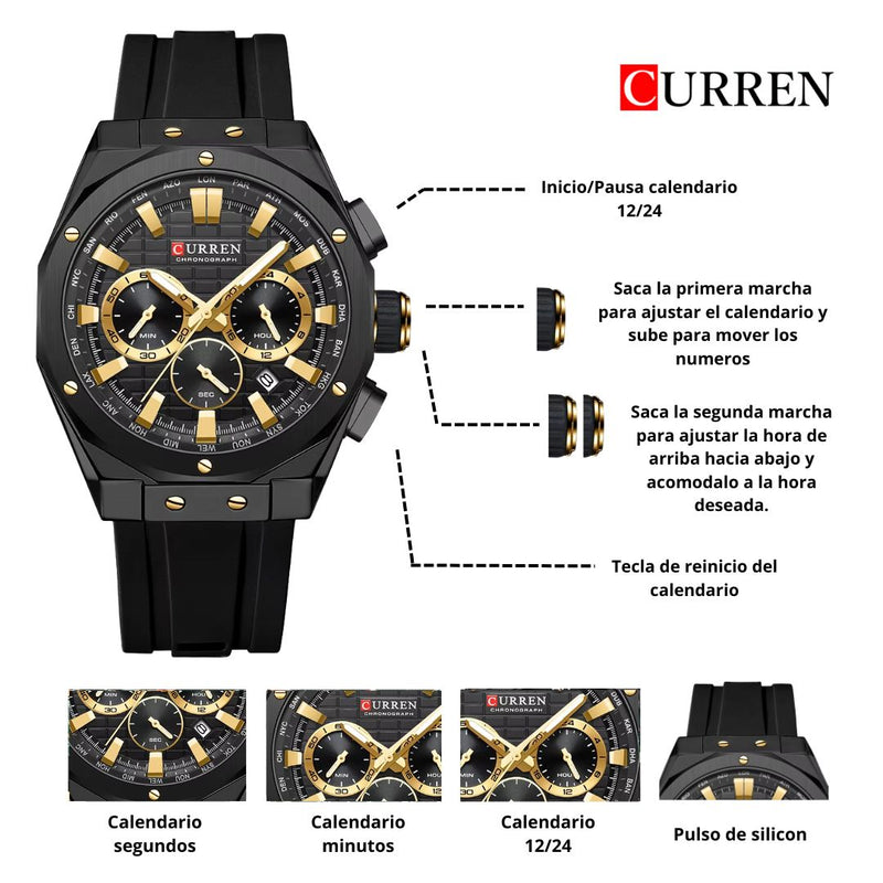 Reloj CURREN Cronografo 8464 Para Hombre - Negro
