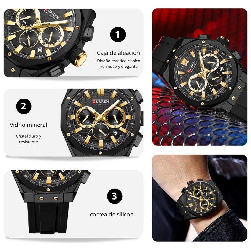 Reloj CURREN Cronografo 8464 Para Hombre - Negro