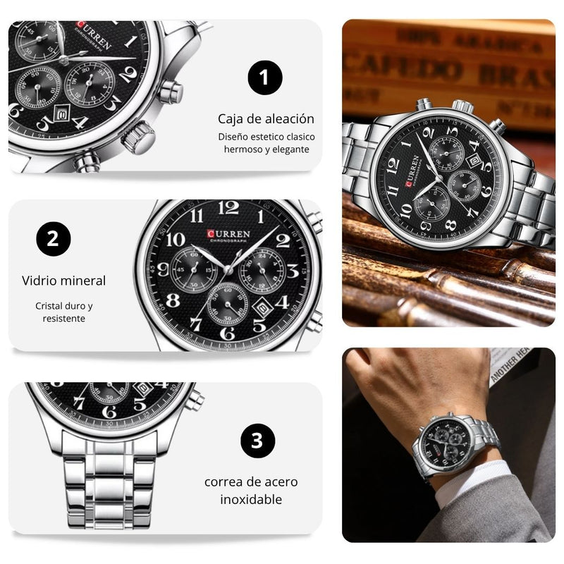 Reloj CURREN Cronografo 8466 Para Hombre - Negro