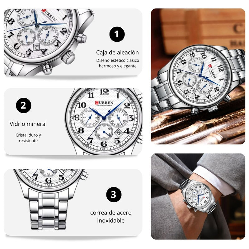 Reloj CURREN Cronografo 8466 Para Hombre - Blanco