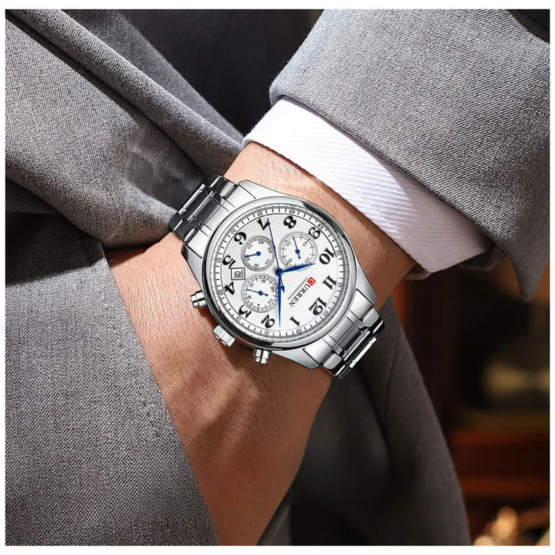 Reloj CURREN Cronografo 8466 Para Hombre - Blanco