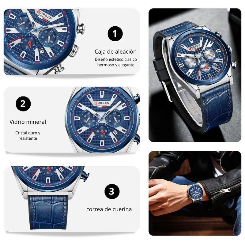 Reloj CURREN Cronografo 8392 Para Hombre - Plateado
