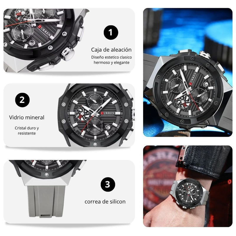 Reloj CURREN Cronografo 8462 Para Hombre - Gris
