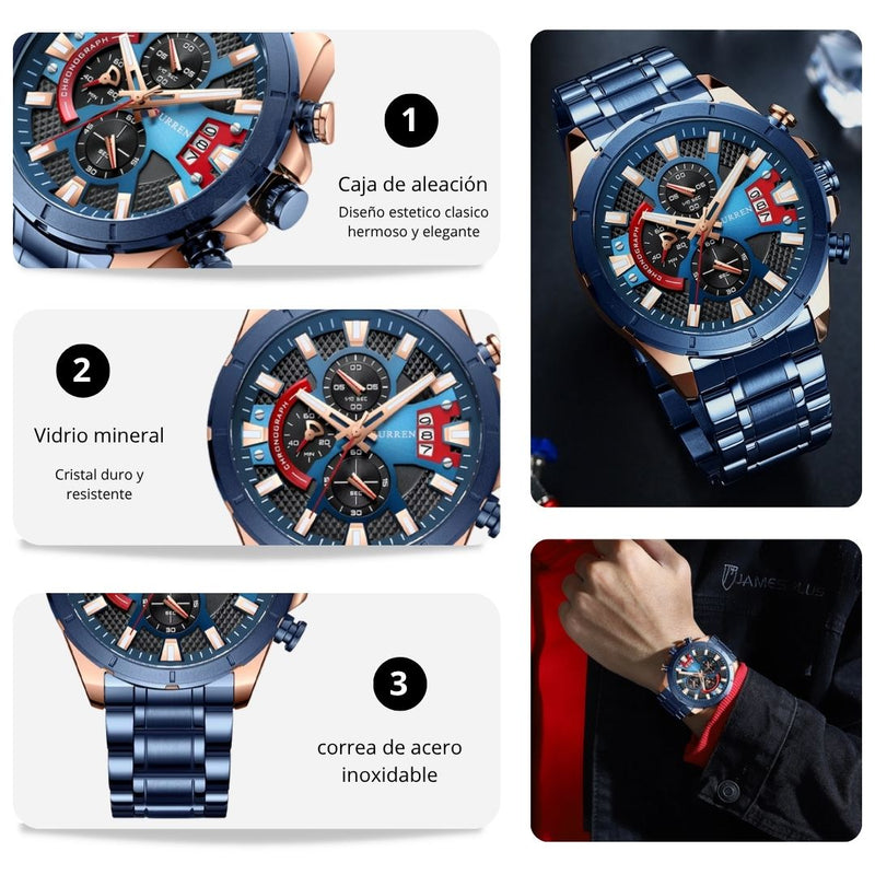 Reloj CURREN Cronografo 8401 Para Hombre - Azul