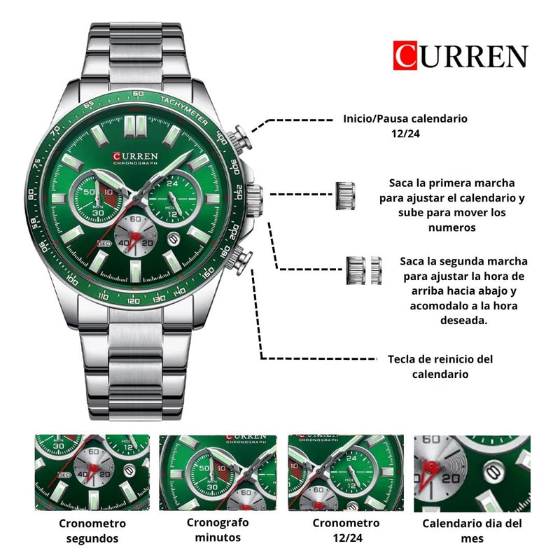 Reloj CURREN Cronografo 8418 Para Hombre - Verde