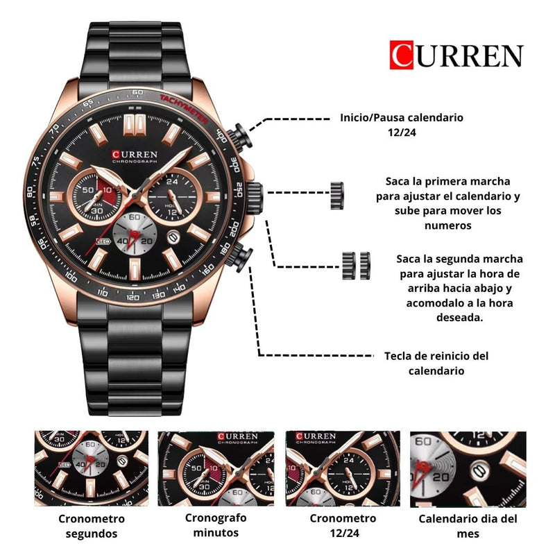 Reloj CURREN Cronografo 8418 Para Hombre - Negro