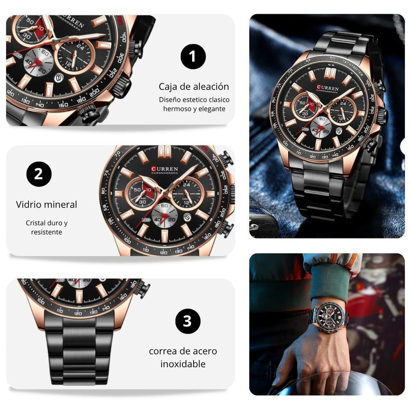 Reloj CURREN Cronografo 8418 Para Hombre - Negro