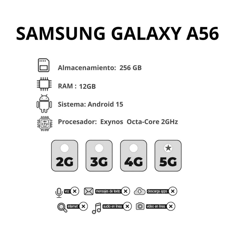 Samsung Galaxy A56 5G De 256GB/12GB RAM - Rosa
