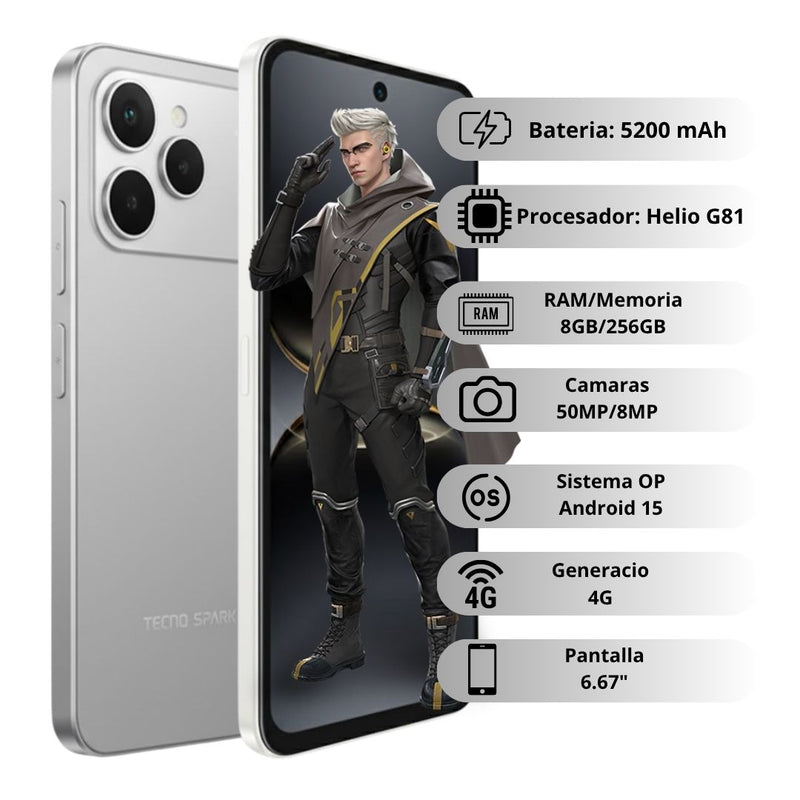 Celular Tecno Spark 40 256GB/8GB - Gris